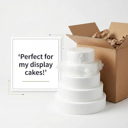 FromJennWithLove 9x2 Inch Cake Dummy – 9in Round Styrofoam Form, 2in Tall – USA-Made for Decorators, Bakers & Fake Cake Displays