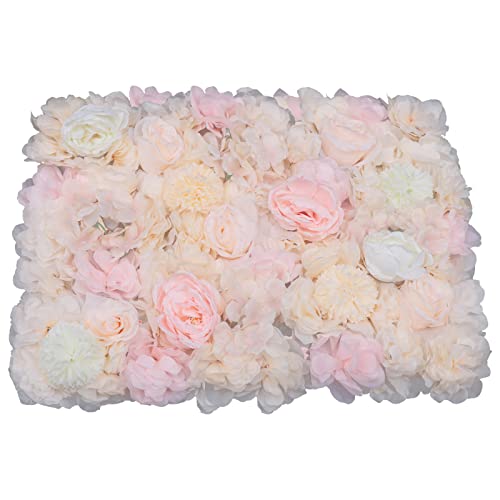 Gdrasuya10 6pcs Realistic Flower Wall Background Artificial Flowers Wall Backdrop Panel 3D Silk Rose Fake Flower Wall Panel Banquet Wedding Party Decor, Photography Background 60 x 40 cm - color: 6pcs, Champagne