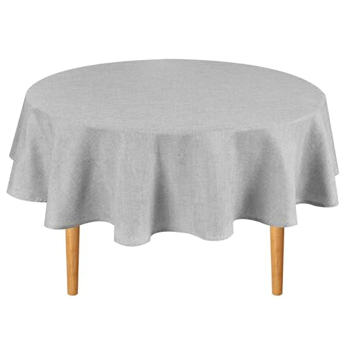 Hiasan Round Table Cloth 30 Inch Linen - Wrinkle and Stain Resistant Washable Polyester Fabric Table Cloth for Dining Room Kitchen Party, Light Grey - color: Light Grey, size: 30" (Round)