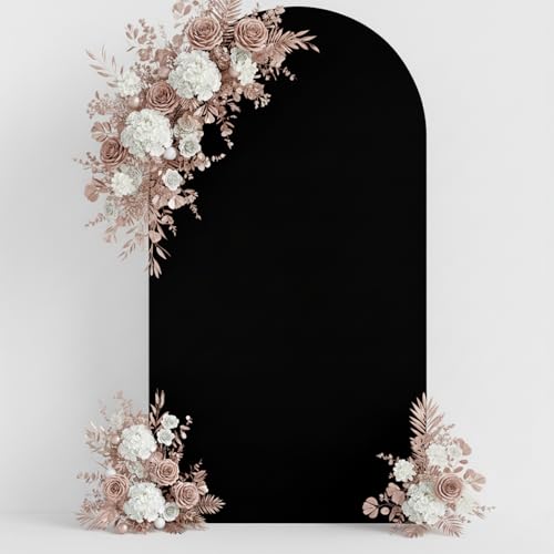 Double Sided 7.2FT Black Arch Backdrop Cover Spandex Fitted Stretchy Arch Covers for Wedding Birthday Party Bridal Baby Shower Ceremony - color: Black, size: 7.2FT
