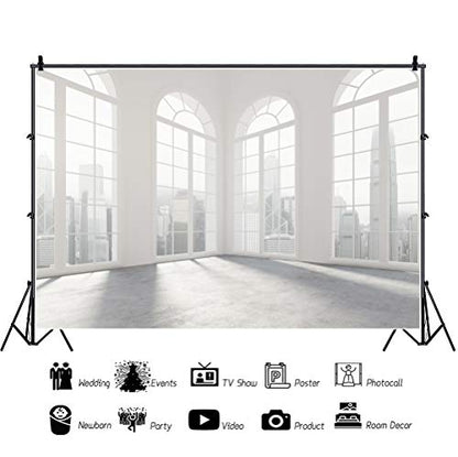 Yeele 10x8ft Empty Business Office Sash Window Backdrop French Window Sunshine Photography Background Empty Casement Work Modern City Building Skyscraper Cityscape Photo Studio Props