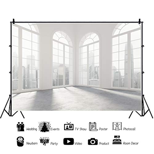 Yeele 10x8ft Empty Business Office Sash Window Backdrop French Window Sunshine Photography Background Empty Casement Work Modern City Building Skyscraper Cityscape Photo Studio Props