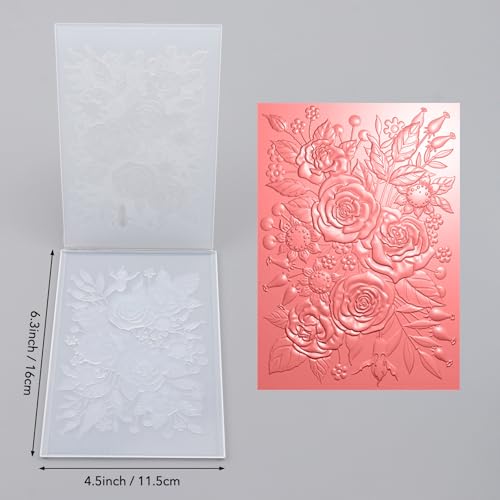 Briartw 3D Embossing Folder for Card Making,Rose Garden Clear Plastic Texture Fades Embossing Folder Template for Scrapbooking and Other Paper Craft Album Stamps DIY Decoration - color: Rose Garden