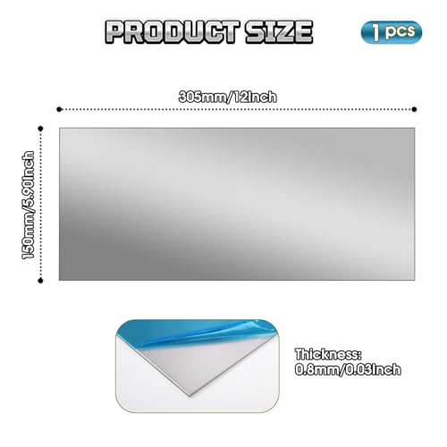 430 Stainless Steel Sheet Metal, 12" x 5.9", 22 Gauge (0.8mm) Stainless Steel Plate, Cut to Size Metal Sheet for Crafts, Kitchen & Office Projects, 1 Pack - size: 12" x 5.9" x 0.03"
