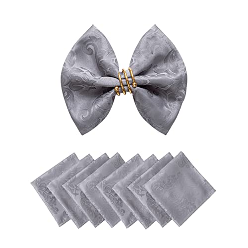 Cloth Napkins Set of 8 – Square 17x17 Inch Jacquard Fabric Polyester Washable Reusable Cloth Napkins for Kitchen Dinner Dining Restaurants Wedding Party Banquet Table (Grey, 17X17 Inch) - color: Gray(01)