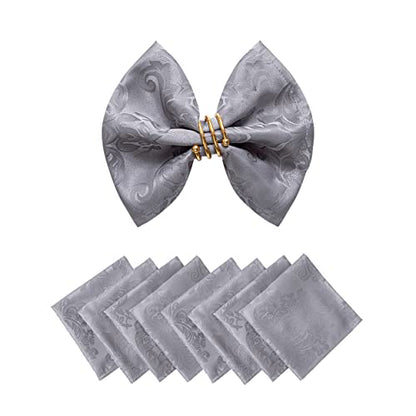 Cloth Napkins Set of 8 – Square 17x17 Inch Jacquard Fabric Polyester Washable Reusable Cloth Napkins for Kitchen Dinner Dining Restaurants Wedding Party Banquet Table (Grey, 17X17 Inch) - color: Gray(01)