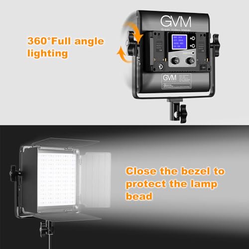 GVM RGB LED Video Light, 800D Studio Light with APP Control Lighting Kit Photography Light 1 Pack with 8 Kinds Scene Lights, 3200-5600K CRI 97 LED Panel Light for YouTube Studio, Video, Portrait - size: 1 pack