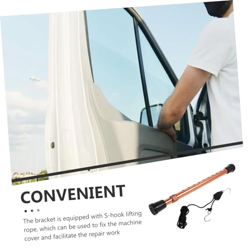 Telescoping Car Hood Prop Rod Aluminum Alloy Hood Support Bar with Hook Hanging Rope for Automotive Repair Easy to Use Holder Tool