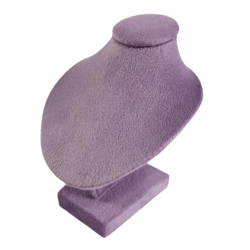 Mini Pendant Jewelry Display Stand Bust White PU Holder Black Velvet Mannequin Necklace Stand Wooden Portrait Model 12cm (Taro Purple) - color: Taro Purple