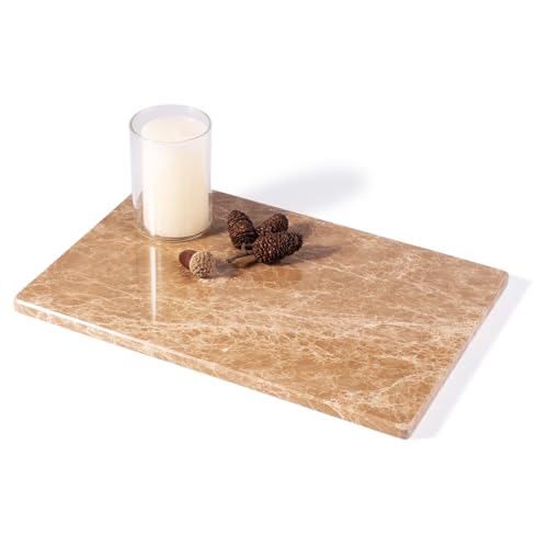 Natural Marble Cutting Boards for Kitchen - 12" x 8" Multi-Purpose Pastry Marble Tray Cheese Board Marble Slab for Counter, Bathroom Perfume Tray Jewelry Candle Plate (Light Emperador) - color: Light Emperador, size: 12" x 8" x 0.4"
