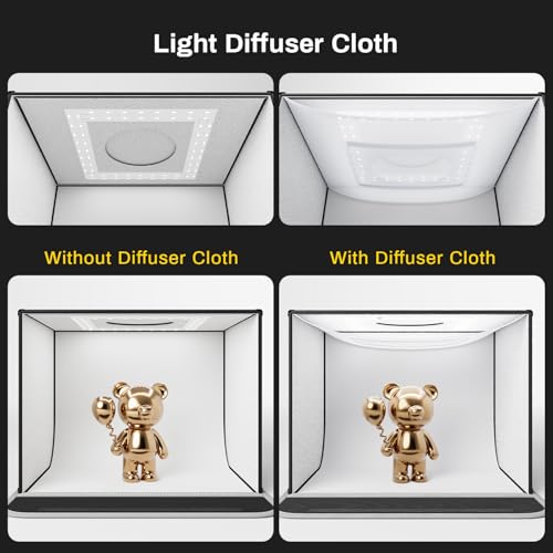 RALENO 16"x12" Photo Light Box Photography, 24W Foldable Photo Studio Light Box, Dimmable Shooting Tent Kit with CRI>95 & 6 Backdrops for Toys Jewelry Watches Cosmetics - size: 16*12 inch