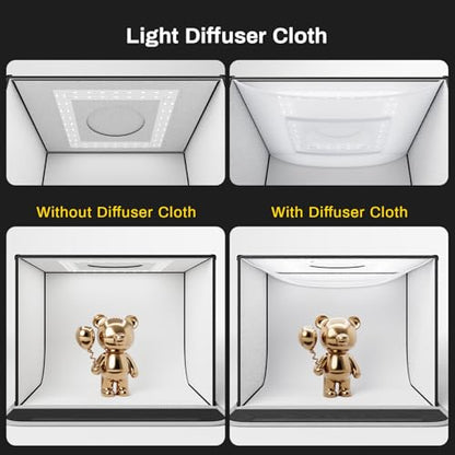 RALENO 16"x12" Photo Light Box Photography, 24W Foldable Photo Studio Light Box, Dimmable Shooting Tent Kit with CRI>95 & 6 Backdrops for Toys Jewelry Watches Cosmetics - size: 16*12 inch