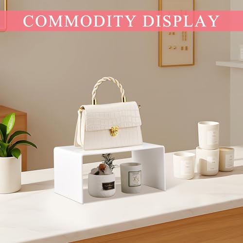 RattanView 2 Pcs 12 Inch Large Acrylic Risers Display Stands 5 mm Thick Acrylic Shelf Riser Showcase for Collectibles Jewelry Cupcakes Food Figures Perfume Cabinet (White) - color: White, size: 12 Inch, 5 mm