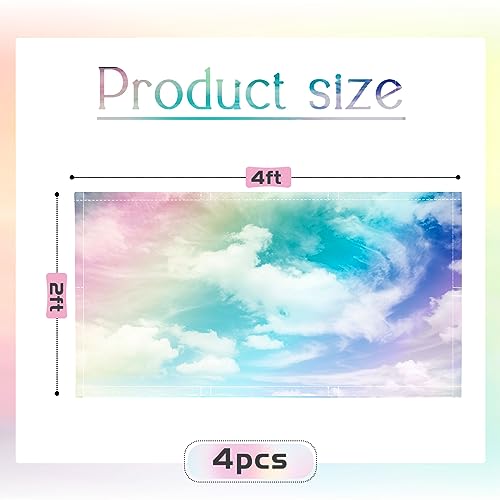 4 Pcs 4 x 2 Feet Fluorescent Light Covers for Ceiling Lights Classroom Office Magnetic Filters Diffusers for Reducing Harsh Glare Flicker Home Decorations (Pink Sunset) - style: Pink Sunset