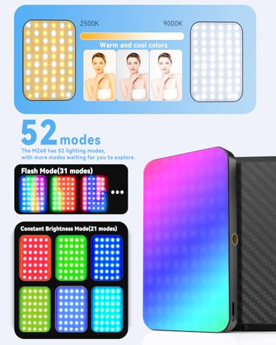 5000 mAh Portable Selfie Light for iPhone: RGB Rechargeable Phone Fill Lights, Ring Light for Camera Picture, Makeup Photo, Video Conferences, Laptop Use, Zoom Meetings, TikTok, Vlog Photography - color: Colourful