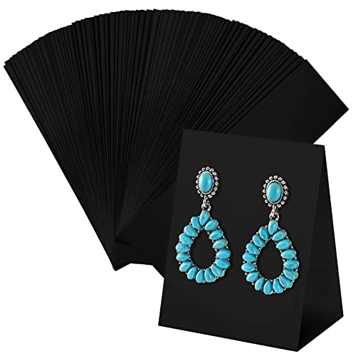 100 Pcs Standing Earring Display Cards Holders Paper Hanging Earring Packaging for Small Business Jewelry Packaging Supplies Selling DIY Retail Show Photography Props(Black) - color: Black