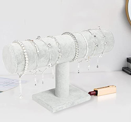 ChezMax Necklace Jewelry Display Jewelry Stand Hovering T-Bar Bracelet Holder for Home Organization - color: F-Gray Velvet