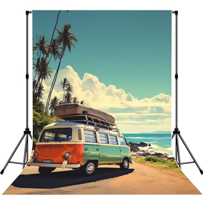 Summer Road Trip Backdrop Background for Photography 5x7ft Photobooth Professional Photo Backdrop Curtains Video Photography Studio Photo Backgrounds Banner Booth Background Screen Parties - color: Summer Road Trip