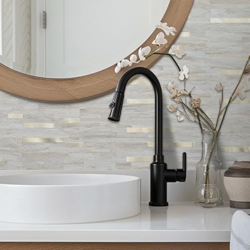 AULIGET Faux Stone Peel and Stick Backsplash, PVC Wall Tile Stick on Backsplash for Kitchen and Bathroom (2, Beige Marble Look) - color: Beige Marble + Metal Gold, size: 2 Sheets, 6"x12"x0.12"