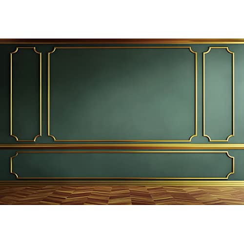 7x5ft Ancient Palace Wall Backdrops for Photography Green Gold Retro Wall Texture Old Castle Living Room Photography Background Baby Shower Graduation Wedding Birthday Photo Prop - color: green, size: 7x5ft