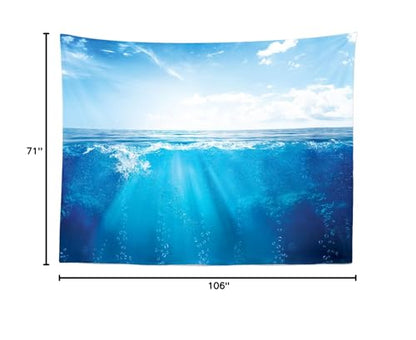 BELECO 9x6ft Fabric Blue Ocean Underwater World Backdrops for Photography Blue Sky White Clouds Sunshine Sea Bubbles Undersea Background Kids Birthday Photoshoot Baby Shower Party Photo Props - size: 9x6FT