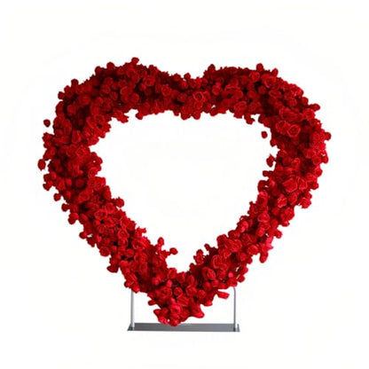 Heart Arch Stand, Heart Shaped Wedding Arch Fake Flowers, 5d Rose and Hydrangea Flower Backdrop, for Wedding Ceremony and Party Decoration,2×2m/6.6×6.6ft - size: 2×2m/6.6×6.6ft