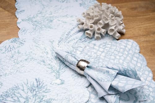 C&F Home Cerulean Breeze Coastal Marine Reversible Single Cloth Napkin Blue