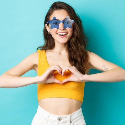 PLULON 30 Pairs Star Sunglasses Rimless Star Shape Sunglasses, Glasses Bulk Bachelorette Party Favors for Birthday Beach Kids Adult - color: Blue