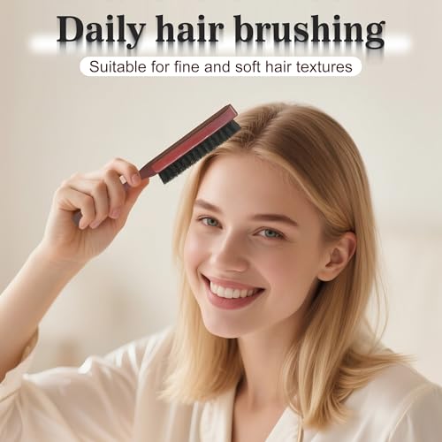 SUNBIRD Slick Back Hair Brush Boar Bristle - Smoothing Hair Brush For Women, Men Beard Styling, Soft & Medium Bristles, For Fine Hair Anti-Frizz, Sleek Polished Hairstyles