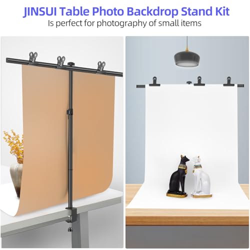 Small Backdrop Stand 3x3.3ft, Adjustable Photo Backdrop Stand Kit with 3 Clamps, Portable Background Stand Support for Parties Photoshoot, Table T-Shape Backdrop Banner Holder for Photography Paper