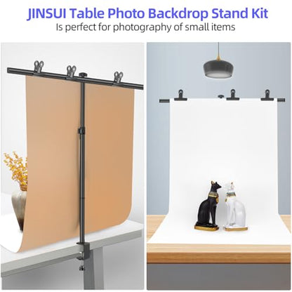 Small Backdrop Stand 3x3.3ft, Adjustable Photo Backdrop Stand Kit with 3 Clamps, Portable Background Stand Support for Parties Photoshoot, Table T-Shape Backdrop Banner Holder for Photography Paper