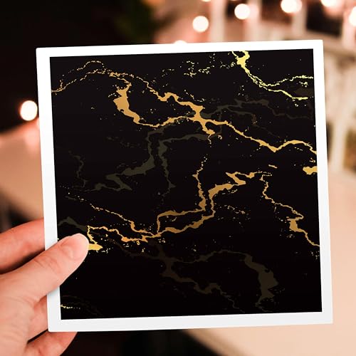 3dRose Greeting Cards - Image of black and yellow marble texture, faux stone backdrop - 6 Pack - Alexis Design - Texture Marble - size: 6 Greeting Cards with envelopes