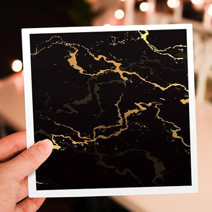 3dRose Greeting Cards - Image of black and yellow marble texture, faux stone backdrop - 6 Pack - Alexis Design - Texture Marble - size: 6 Greeting Cards with envelopes