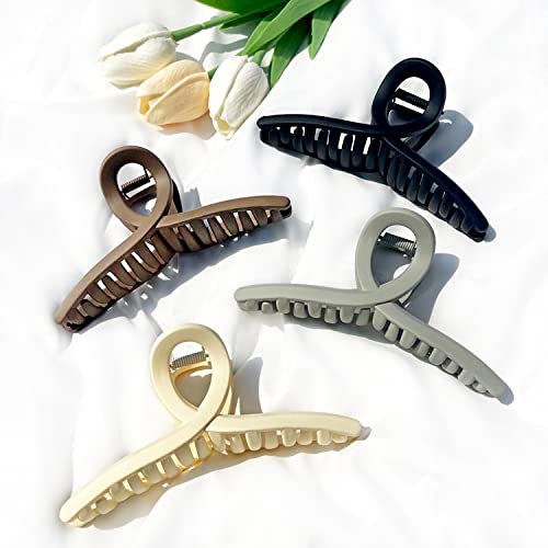Big Hair Claw Clips Large Matte Butterfly Hair Clips 5.1" Oversize Hair Clip for Long Thick Hair Barrette Accessories for Women's and Girl's 4 PCS - color: MatteHairClip4