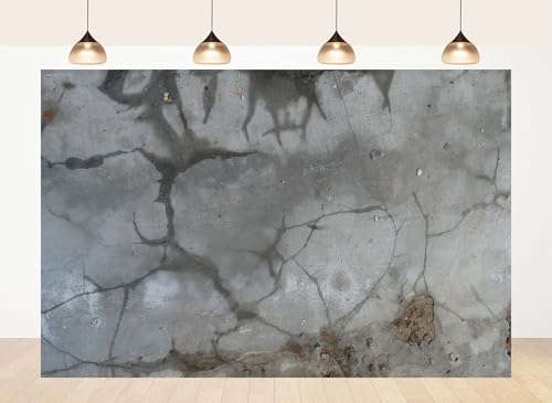 5x3ft Fabric Cracked Concrete Texture Backdrop Weathered Cement Surface Photography Background for Industrial Theme Party Decor Banner Photo Studio Home Wall Hanging Tapestry - size: 5X3ft