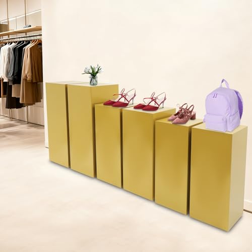 3PCS Metal Square Pedestal Stands, White Dessert Table Cube Display Pillars, Wedding Party Art Decor Display Column for Patios, Corridors and Entrances (23.62-31.4in) - size: 23.62-31.4in