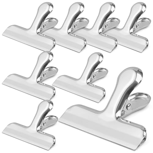 Funfery Silver Large Chip Clips for Food Packages, 3 Inch Wide Bag, Food,Kitchen Clips for Snack, Kitchen Home Metal Chip for Organization, Office Heavy Duty Paper Clamps(8 Pack) - color: Silver, size: 8 Pack