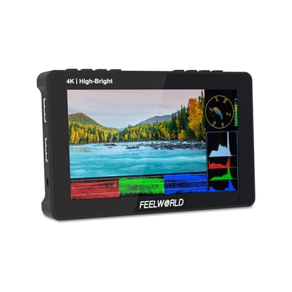 FEELWORLD F6 Pro +NP-F970 Battery, Charger, Storage Case kit, 5.5 Inch 4K HDMI Touch Screen On-Camera Monitor 1600nits High Bright FHD 1920x1080 Filed Monitor with F970 External Install and Power kit