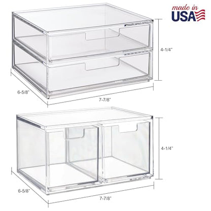 STORi Chloe Space-Saving Clear Drawer Organizer (4 Drawer Set) Sort Office, Kitchen, Beauty Supplies, Makeup, Pens, Jewelry, Stationary, Made in USA - style: Combo Drawer Set