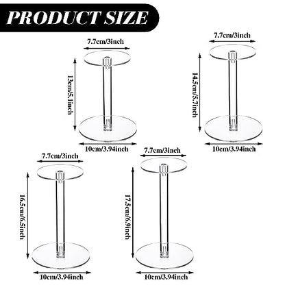 Soaoo 4 Pcs Round Acrylic Display Stands Small Clear Display Risers Plastic Clear Acrylic Pedestal Set for Hat Jewelry Watch Plant Cake (4 Size) - size: 4 Size