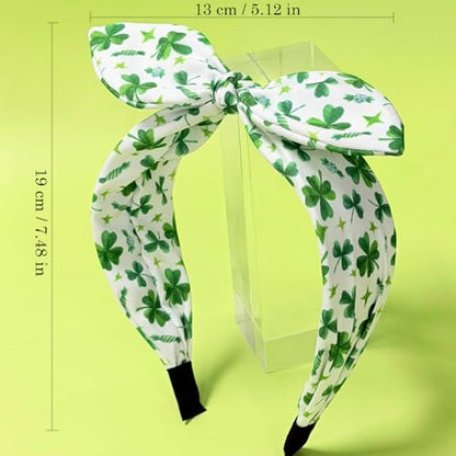 Lucky Shamrock Headband St. Patrick's Day Green Clover Bow Vibes Hair Hoop for Irish Festivals Parade Party Supplies - color: Lucky Shamrock