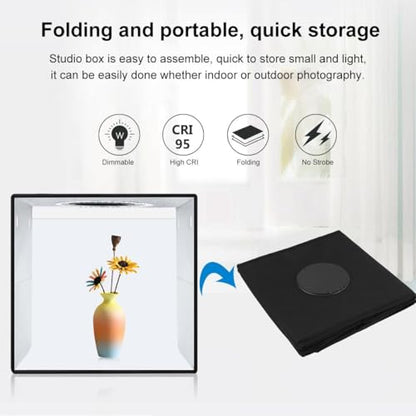 Light Box Photography, Photo Box 12" Folding Photo Box for Product Photography, Dimmable Ring Light(120 LEDs,CRI>95,3200-6000K),6 Backdrops-Photo Light Box for Product & Smartphone YouTube Videos - size: 12inch