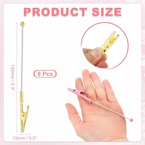 PATIKIL Long-Tailed Alligator Clamp, 10 Pcs 5.3 Inch/135mm Metal Wire Alligator Clamp Beadable Alligator Photo Clips for Picture Note Menu Memo DIY Decor Crafts, Gold - color: Gold