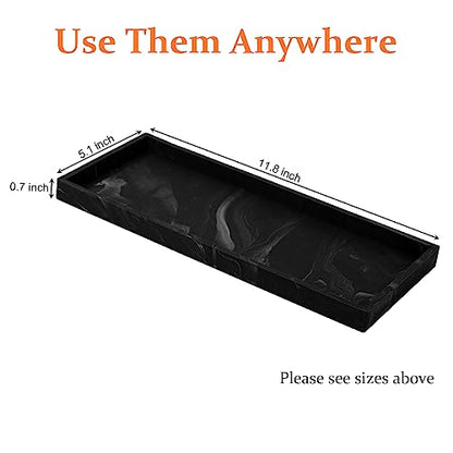 Bathroom Sink Countertop Vanity Organizer Tray, Silicone Kitchen Organizer Soap Tray, Organizer Counter Tray for Jewelry Perfume Cosmetics Keys - Black Silicone Rectangular 11.7”