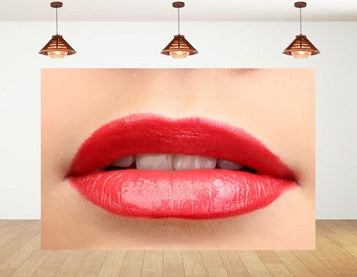 8x8ft Red Lips Backdrop Beauty Makeup Photography Background for Cosmetic Themed Party Photo Booth Decorations Tapestry Photo Booth Props - size: 8x8ft