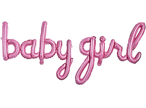 TONIFUL Baby Girl Letter Balloons-16 Inch Pink Baby Girl Shower Foil Balloons Banner for Gender Reveal Party Baby Birthdays Party Decoration - color: Baby Girl-pink