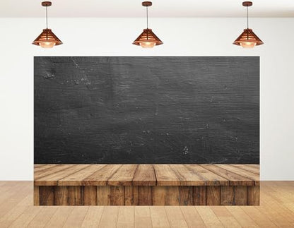 8x8ft Dark Chalkboard Backdrop Scratched Black Surface with Light Wood Table Photography Background for Classroom Theme and Food Styling Tapestry Decorations Banner Photo Booth Props - size: 8x8ft