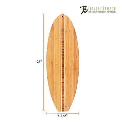Totally Bamboo Surfboard Shaped Bamboo Wood Cutting Board and Charcuterie Serving Board, 23" x 7-1/2" - size: 23"L x 7.5"W