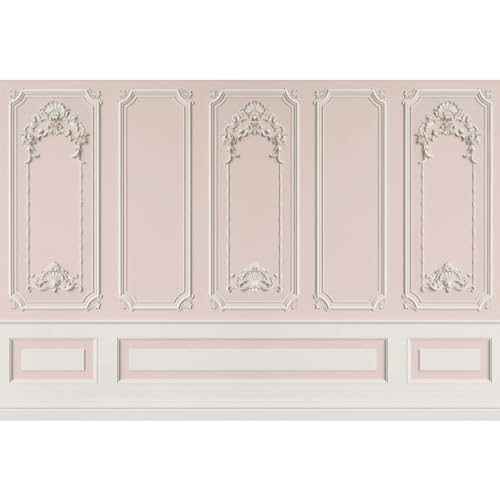 7x5ft Classic Castle Wall Texture Backdrops for Photography European Pink Princess Bedroom Wallpaper Boudoir Decor Little Girls Baby Teens Girlfriend Photo Studio Birthday Wedding Backdrop - color: pink, size: 7x5ft
