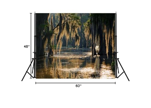 Swamp Landscape Backdrop Bald Cypress Trees and Spanish Moss Rainforest Photography Background Party Photo Booth Props, 5X4FT - size: 5X4FT